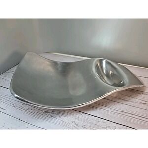 Vintage Nambe Neil Cohen 15" Modern Chip & Dip Serving Platter U.S.A